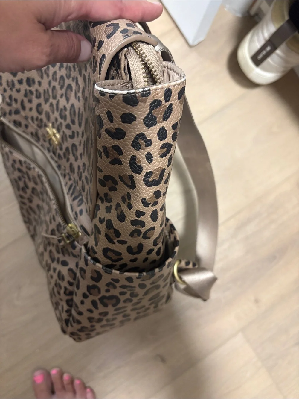 Freshly Picked Leopard Print Baby Backpack in Tan and Black